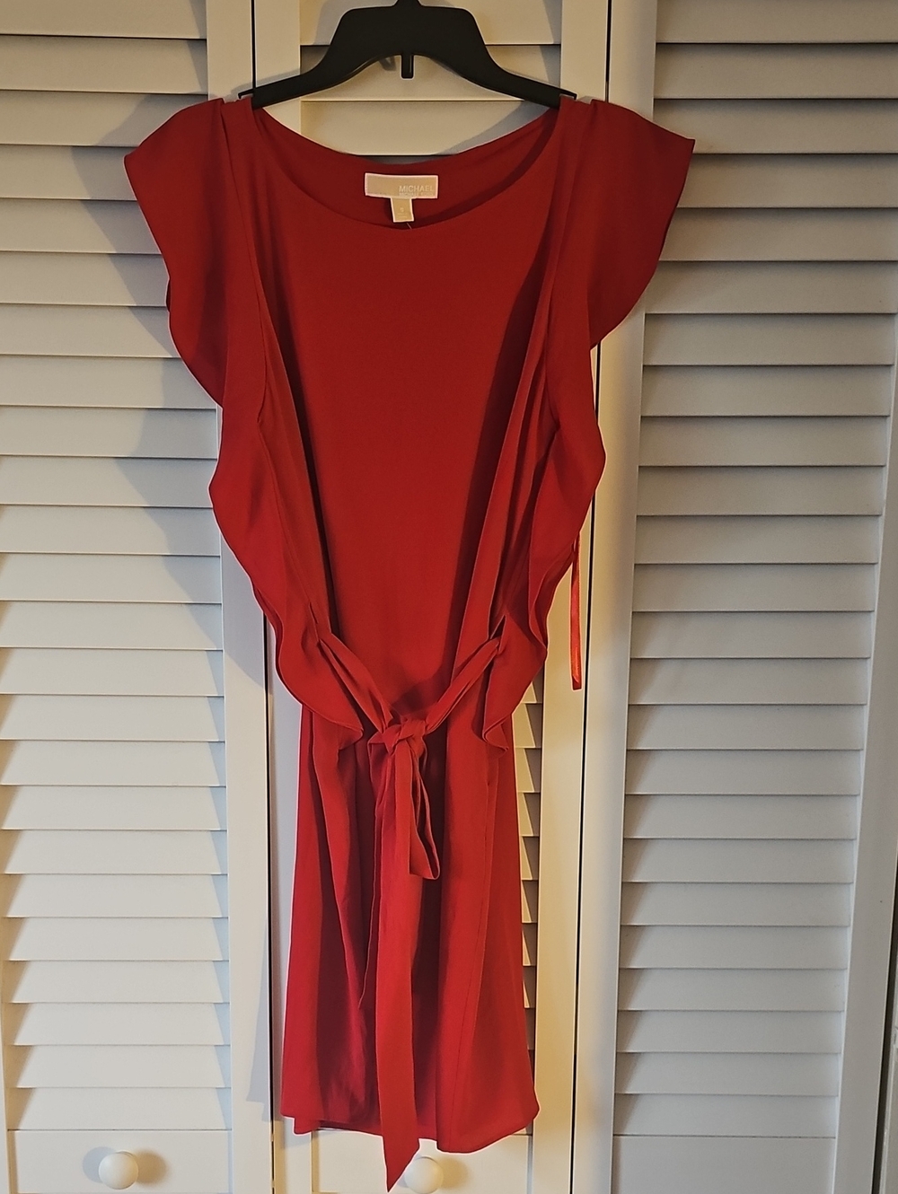 MICHAEL Michael Kors Red Ruffle Tie-Front Mini Dress